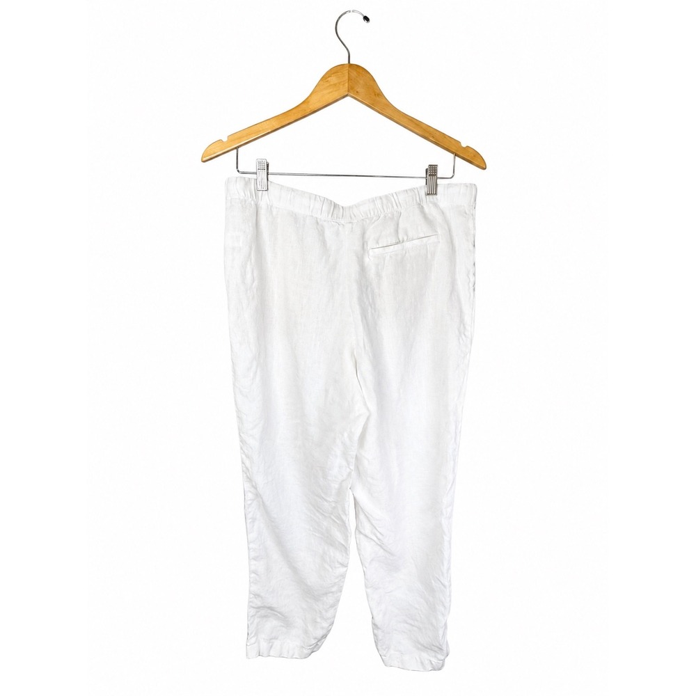 J. Jill Love Linen White 100% Linen Pull On Pants M Relaxed Coastal Style - Picture 2 of 7